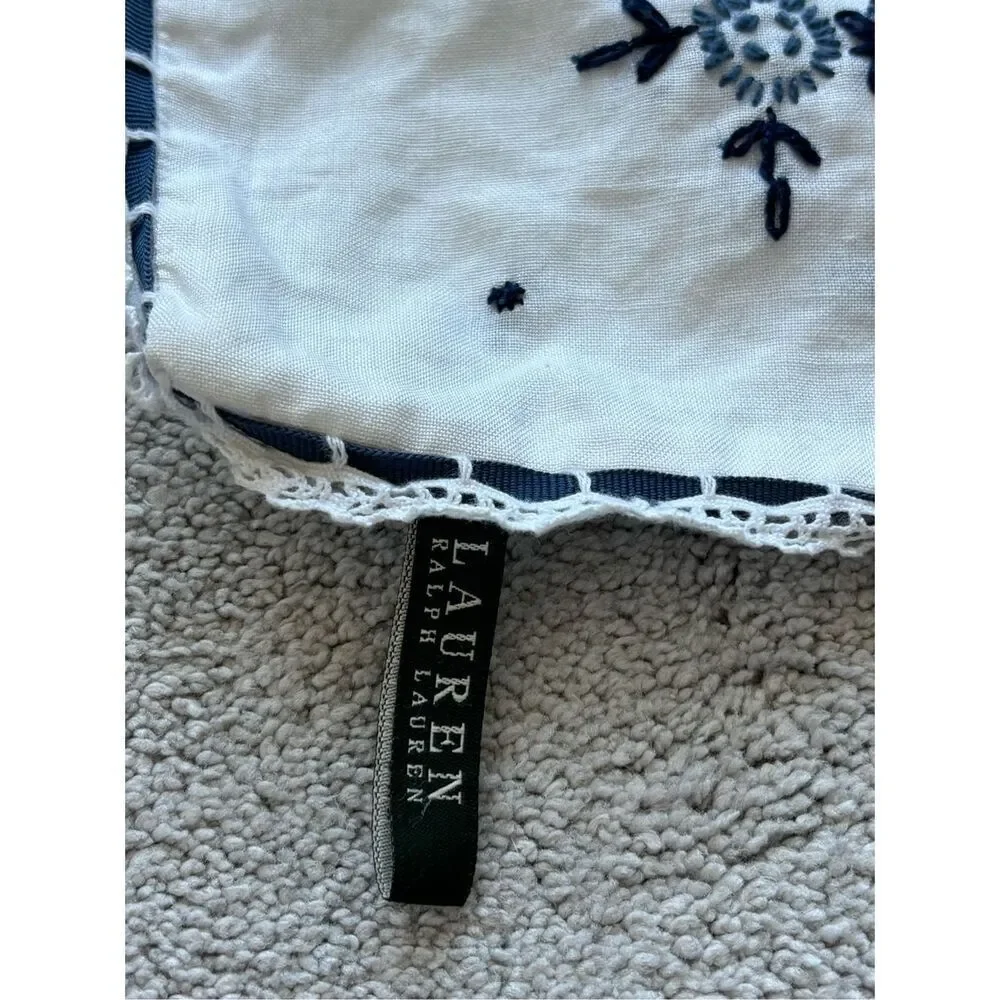 NWOT Ralph lauren Cote D’Azure white linen embroidered accent pillow case 20” x